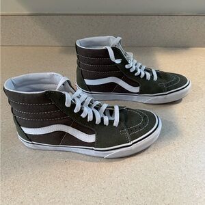 Vans Olive / Army Green and White Old Skool High-Top Sneakers / Shoes